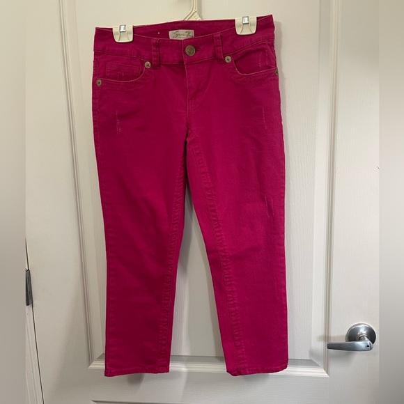 Seven7 Jeans Womens Size 6 Distressed Pink Skinny Denim Pants Casual - Picture 1 of 14